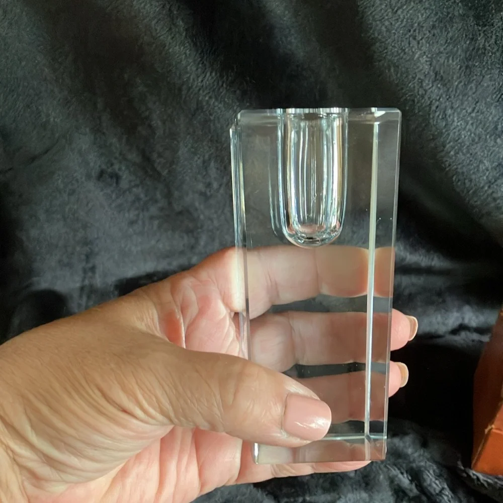 Vintage Modern Crystal Candle Stick Holders With Storage Box